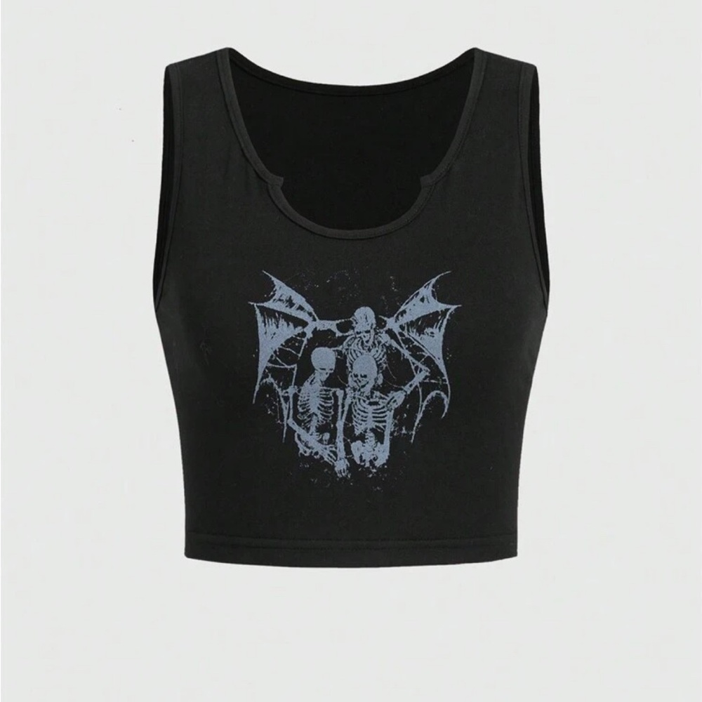 Black Graphic Crop Top
